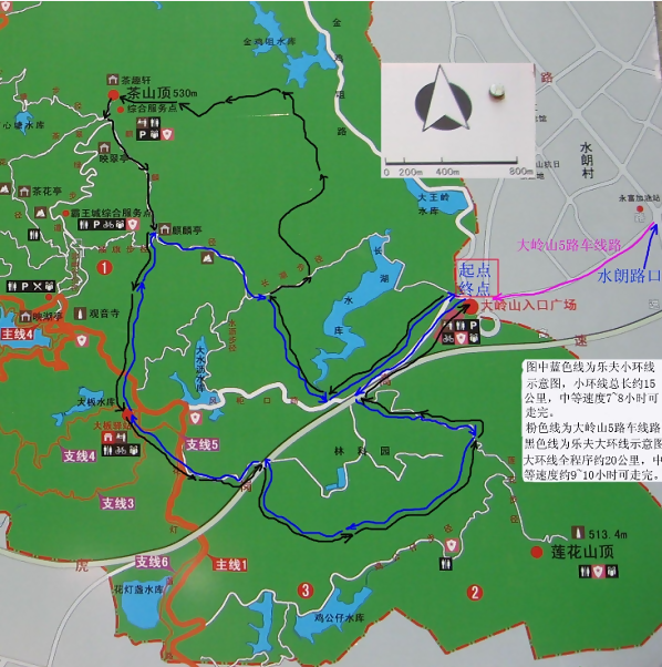 徒步线路介绍 大岭山森林公园位于东莞市南部,珠江口的东北部,正处于